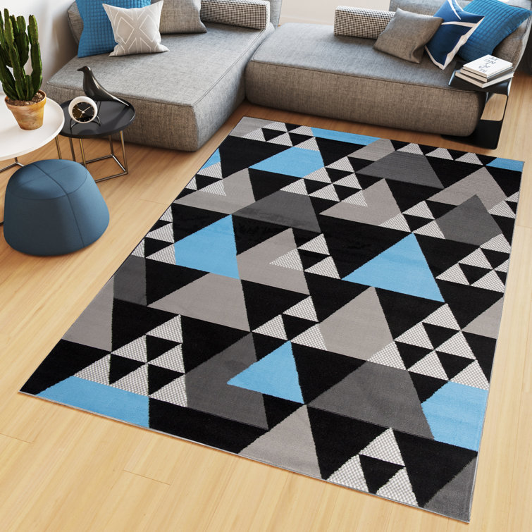 Oliver Auckland Black and blue Rug Wayfair.co.uk